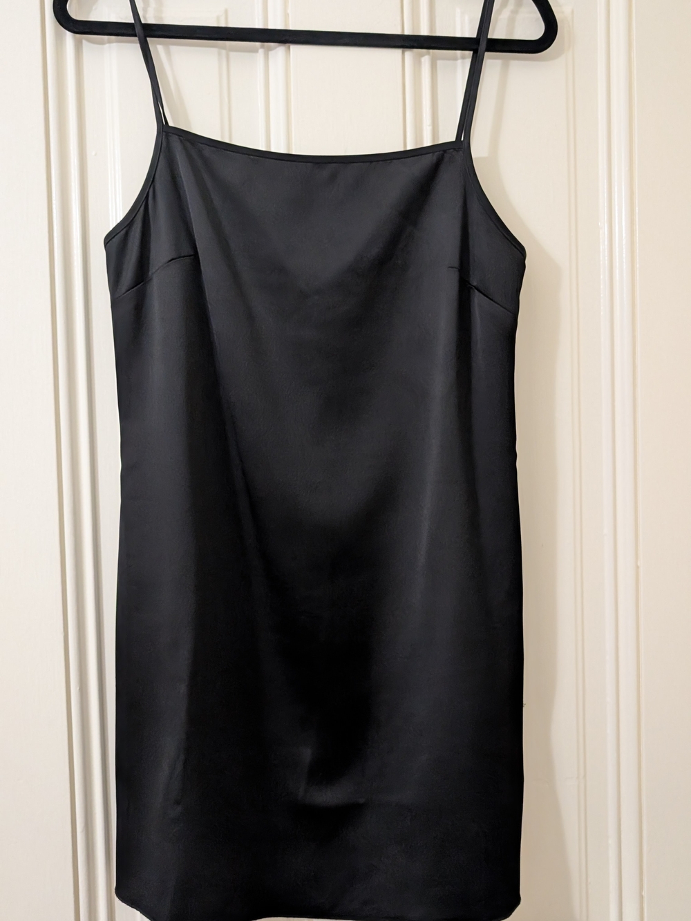 French Connection Black Satin Dress with Thin Straps